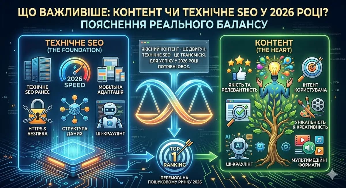 Що важливіше: контент чи технічне SEO у 2026 році? Пояснення реального балансу